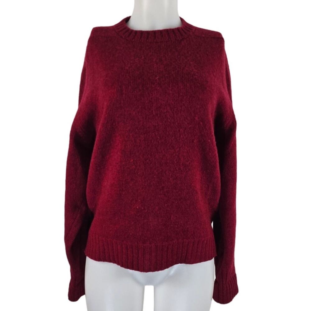 Lord and Taylor Red 100% Wool Long Sleeve Men's Sweater M